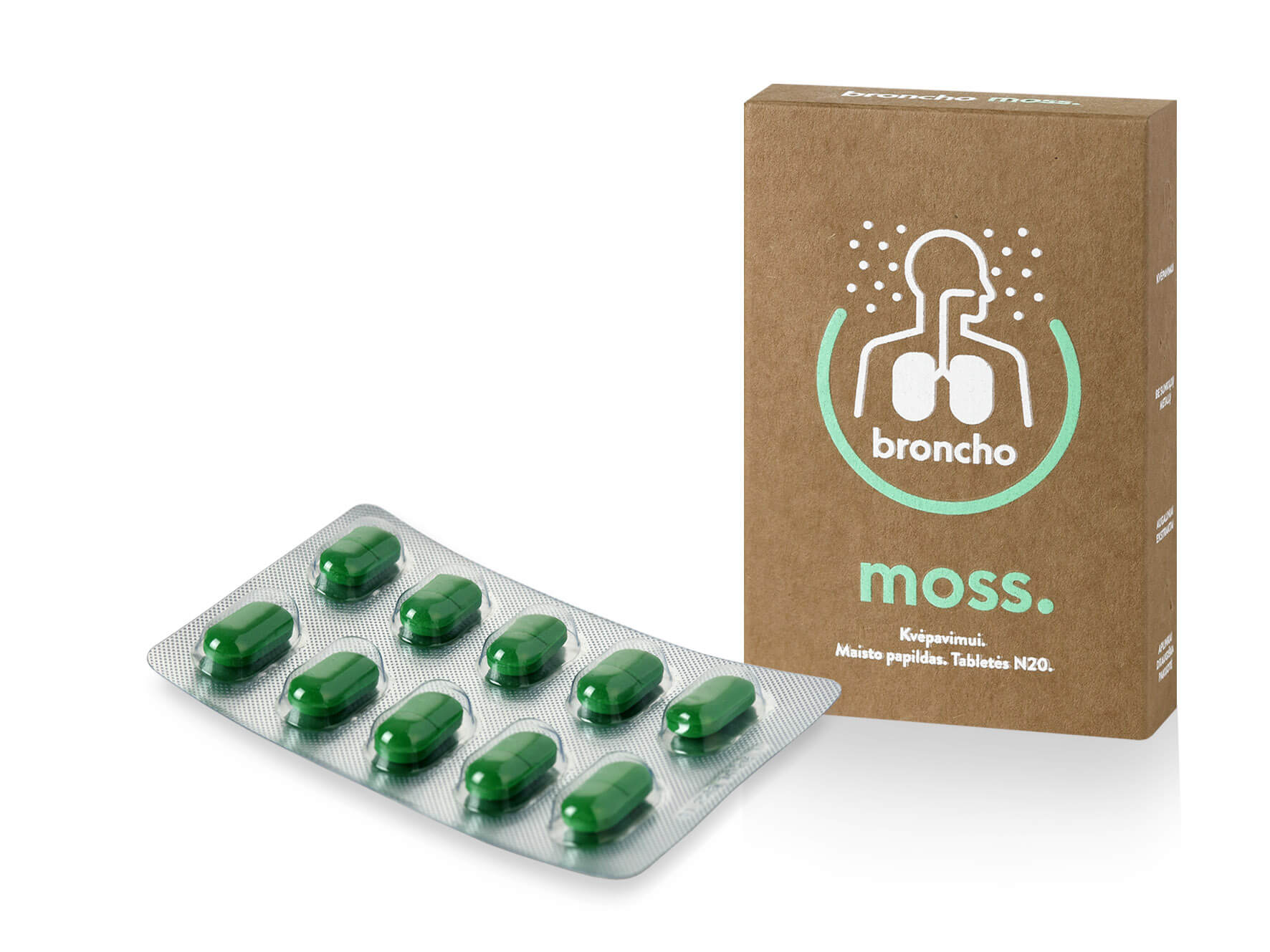 MAISTO PAPILDAS BRONCHO MOSS tabletės N20