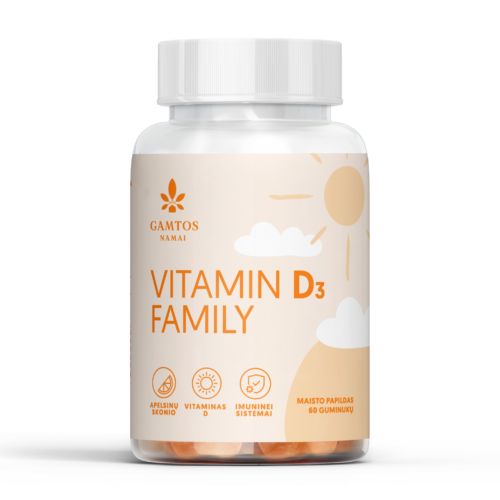 PEKTININIAI GUMINUKAI VITAMINAS D3 2000 FAMILY N60