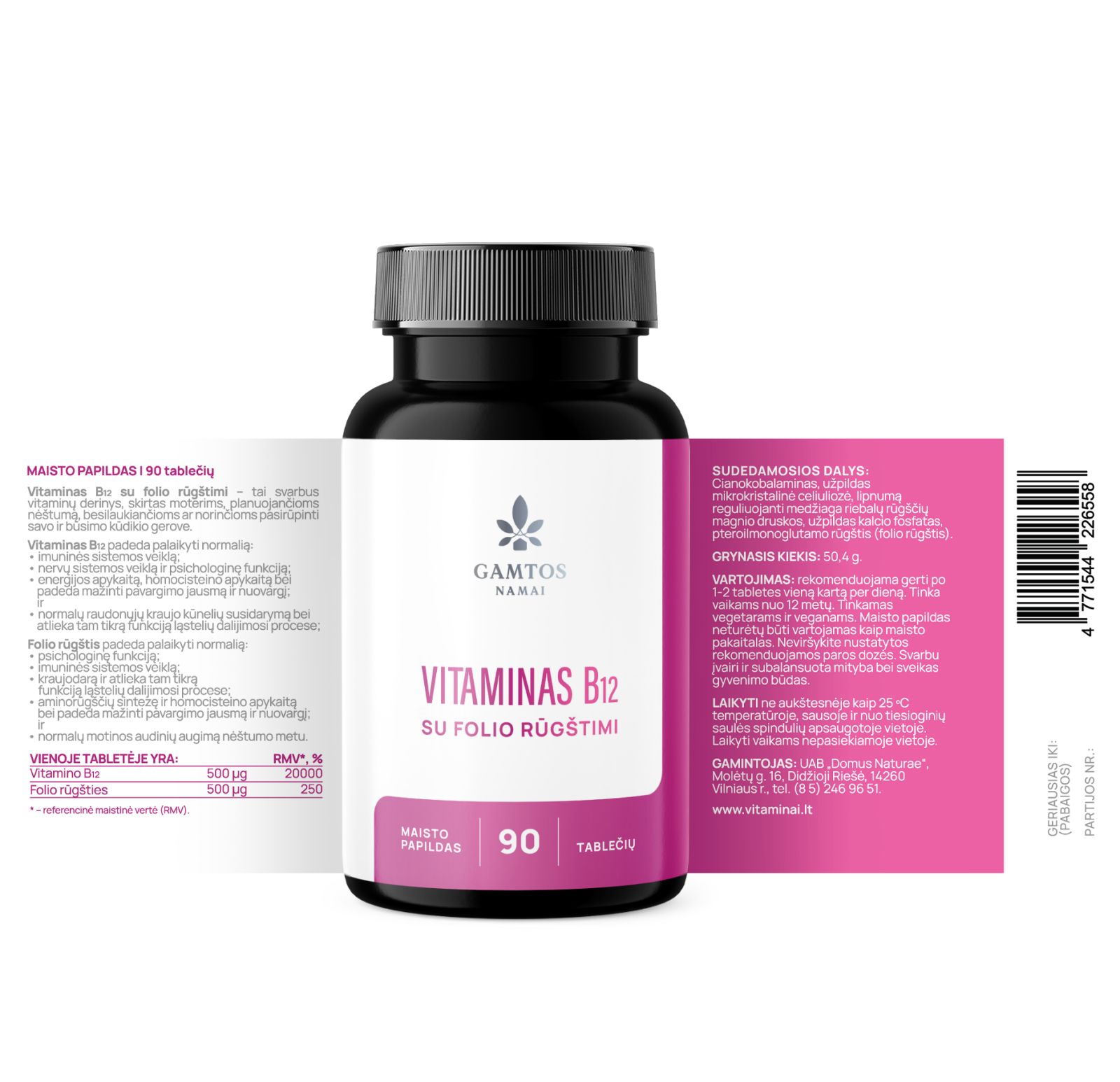 Vitaminas B12+Folio rūgštis N90