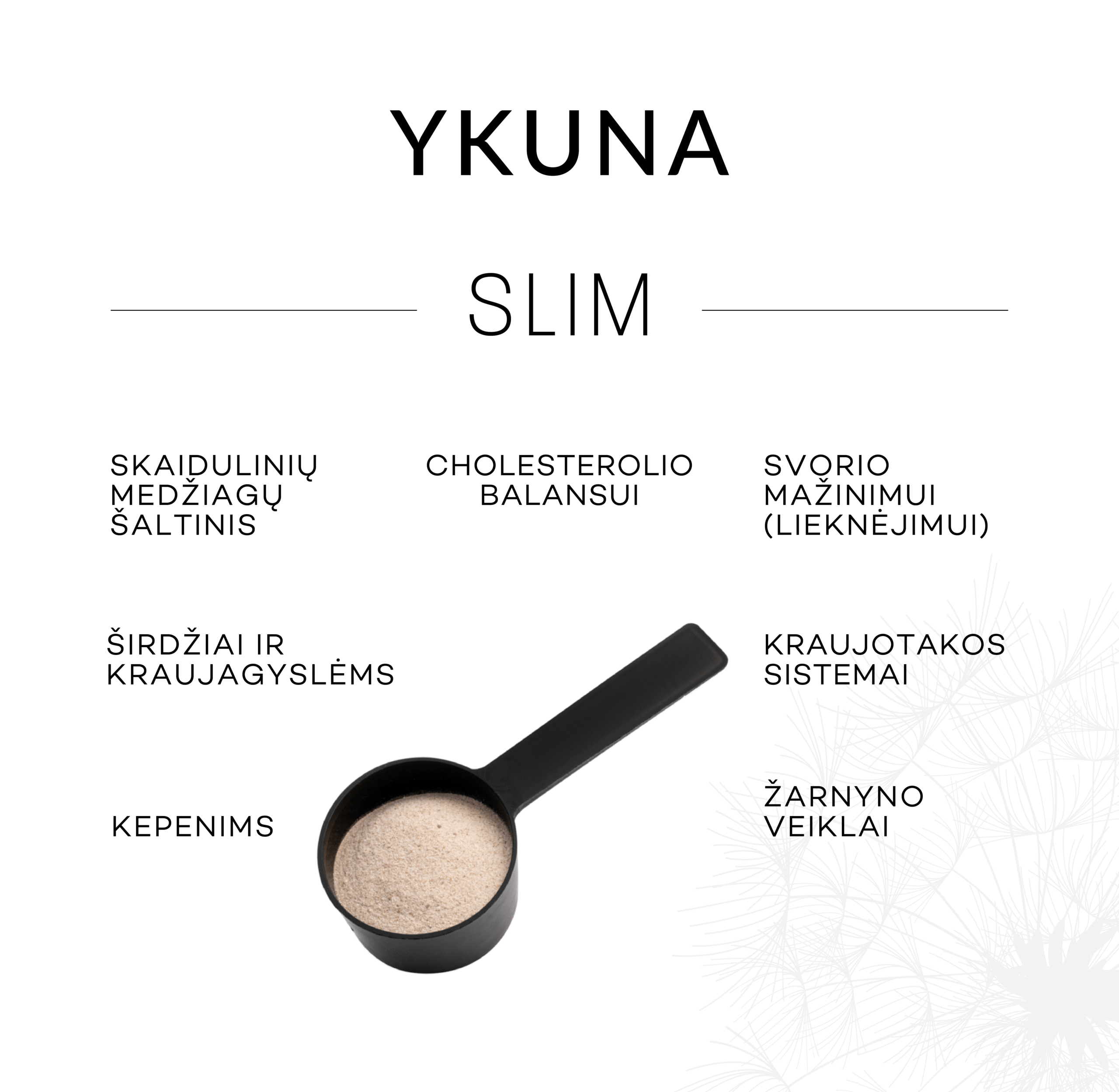 YKUNA SLIM – prabangus skaidulų kompleksas su probiotikais (225 g) mangų ir ananasų skonio