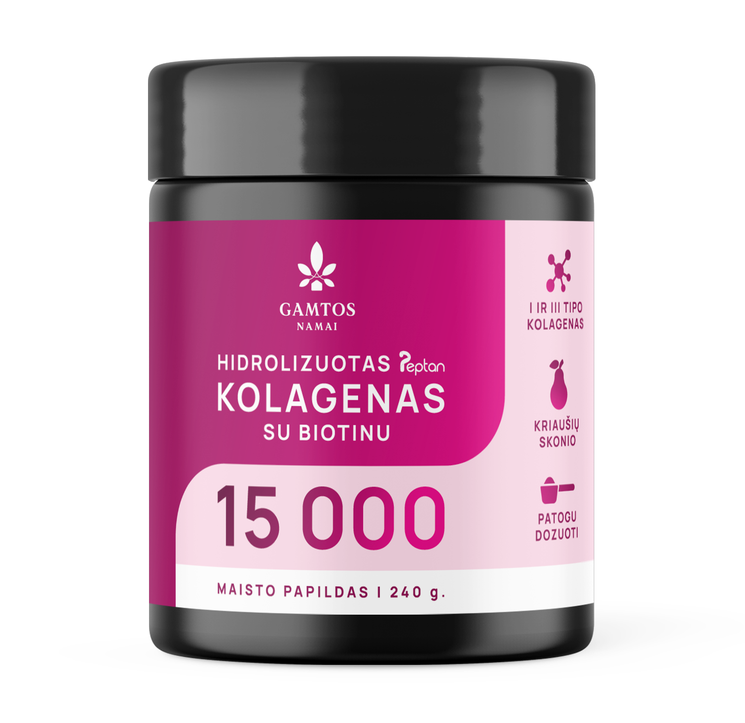 Hidrolizuotas kolagenas COLLinstant® 15 000 su biotinu, kriaušių skonio