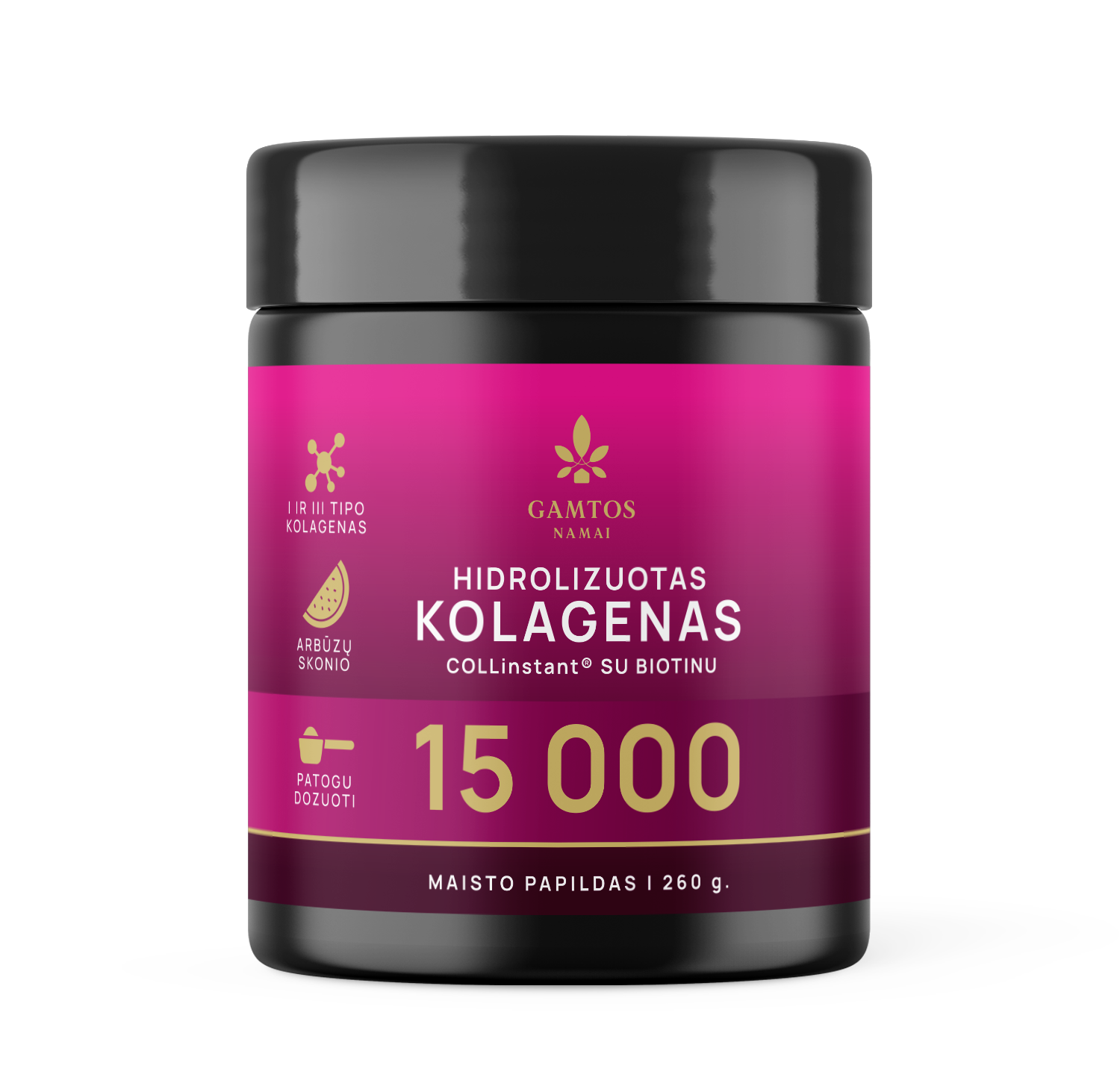 Hidrolizuotas kolagenas COLLinstant® 15 000 su biotinu – arbūzų skonio