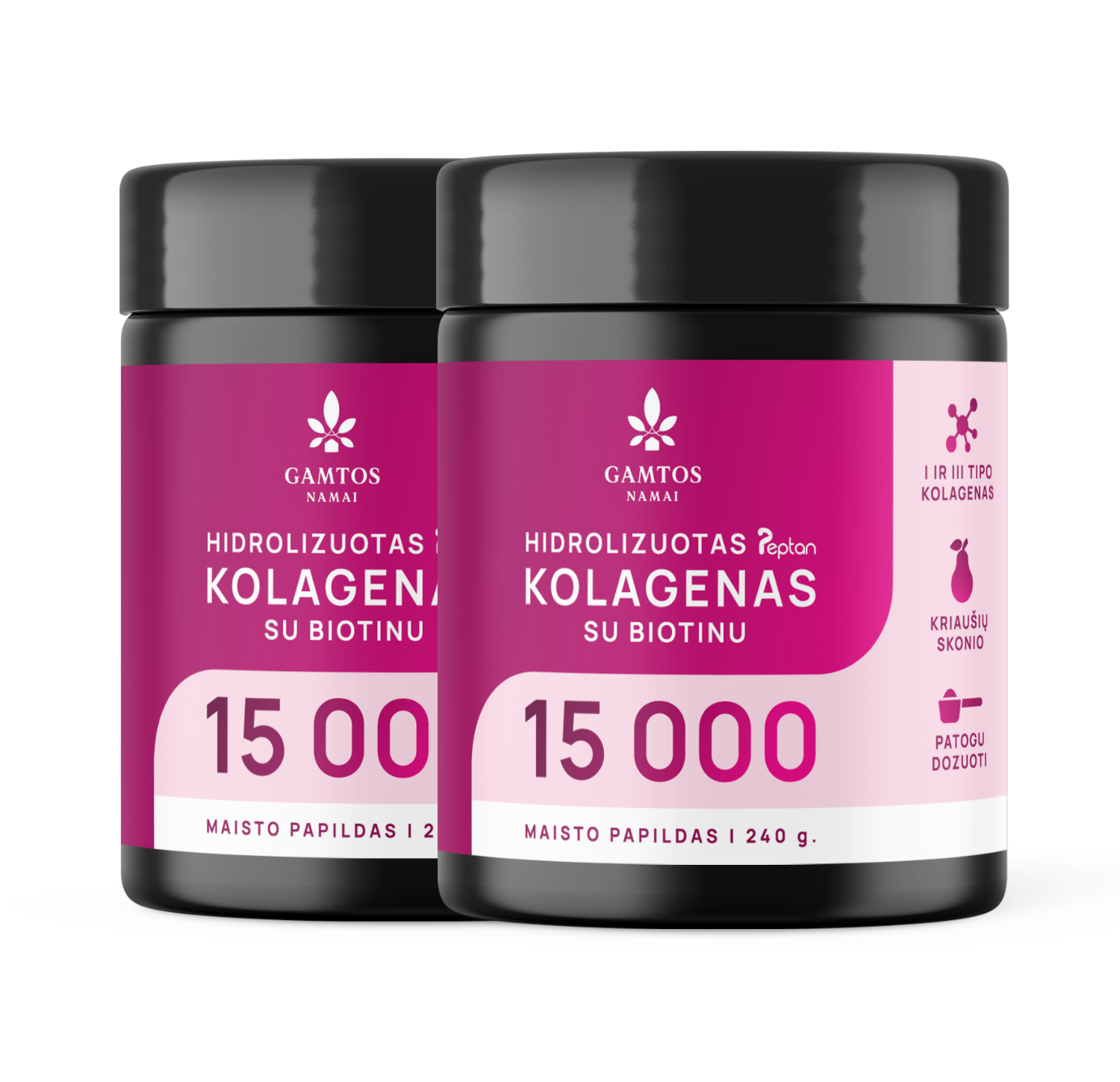 1+1 Hidrolizuotas kolagenas PEPTAN® 15 000 su biotinu – kriaušių skonio